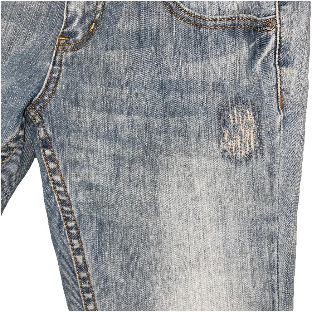 Free People Jeans Low Rise Straight W27x 30 Light Wash Sashiko Stitching Boho‎